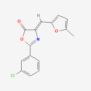 molecular formula C15H10ClNO3 B5686797 2-(3-chlorophenyl)-4-[(5-methyl-2-furyl)methylene]-1,3-oxazol-5(4H)-one 