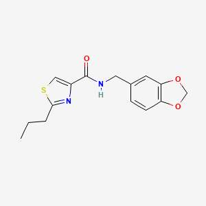 molecular formula C15H16N2O3S B5686875 N-(1,3-benzodioxol-5-ylmethyl)-2-propyl-1,3-thiazole-4-carboxamide 