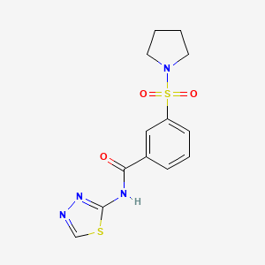 molecular formula C13H14N4O3S2 B5686888 3-(1-pyrrolidinylsulfonyl)-N-1,3,4-thiadiazol-2-ylbenzamide 