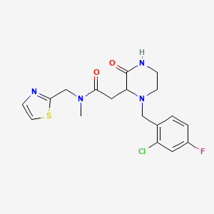 molecular formula C18H20ClFN4O2S B5686941 2-[1-(2-chloro-4-fluorobenzyl)-3-oxo-2-piperazinyl]-N-methyl-N-(1,3-thiazol-2-ylmethyl)acetamide 
