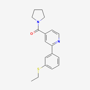 molecular formula C18H20N2OS B5686949 2-[3-(ethylthio)phenyl]-4-(pyrrolidin-1-ylcarbonyl)pyridine 