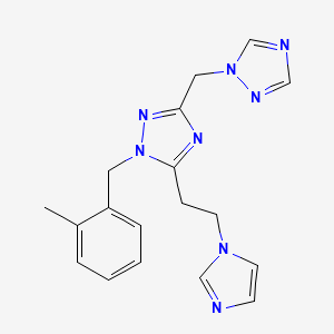 molecular formula C18H20N8 B5687001 5-[2-(1H-imidazol-1-yl)ethyl]-1-(2-methylbenzyl)-3-(1H-1,2,4-triazol-1-ylmethyl)-1H-1,2,4-triazole 