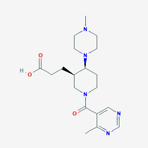 molecular formula C19H29N5O3 B5687032 3-{(3R*,4S*)-4-(4-methylpiperazin-1-yl)-1-[(4-methylpyrimidin-5-yl)carbonyl]piperidin-3-yl}propanoic acid 
