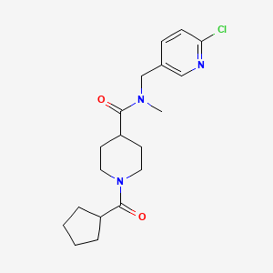 molecular formula C19H26ClN3O2 B5687112 N-[(6-chloro-3-pyridinyl)methyl]-1-(cyclopentylcarbonyl)-N-methyl-4-piperidinecarboxamide 