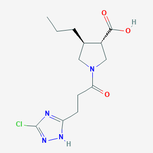 molecular formula C13H19ClN4O3 B5687122 (3S*,4S*)-1-[3-(3-chloro-1H-1,2,4-triazol-5-yl)propanoyl]-4-propyl-3-pyrrolidinecarboxylic acid 