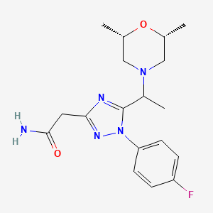 molecular formula C18H24FN5O2 B5687123 2-[5-{1-[(2R*,6S*)-2,6-dimethylmorpholin-4-yl]ethyl}-1-(4-fluorophenyl)-1H-1,2,4-triazol-3-yl]acetamide 
