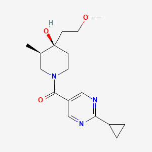 molecular formula C17H25N3O3 B5687173 (3R*,4R*)-1-[(2-cyclopropyl-5-pyrimidinyl)carbonyl]-4-(2-methoxyethyl)-3-methyl-4-piperidinol 