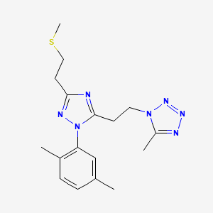 molecular formula C17H23N7S B5687230 1-(2-{1-(2,5-dimethylphenyl)-3-[2-(methylthio)ethyl]-1H-1,2,4-triazol-5-yl}ethyl)-5-methyl-1H-tetrazole 