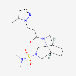 molecular formula C16H27N5O3S B5687303 (1R*,5R*)-N,N-dimethyl-6-[3-(5-methyl-1H-pyrazol-1-yl)propanoyl]-3,6-diazabicyclo[3.2.2]nonane-3-sulfonamide 