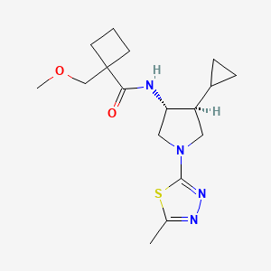 molecular formula C17H26N4O2S B5687308 N-[(3R*,4S*)-4-cyclopropyl-1-(5-methyl-1,3,4-thiadiazol-2-yl)-3-pyrrolidinyl]-1-(methoxymethyl)cyclobutanecarboxamide 