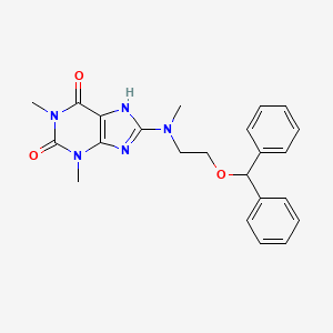 molecular formula C23H25N5O3 B568731 8-[2-(Diphenylmethoxy)-N-methylethylamino]-1,3-dimethylxanthine CAS No. 33120-34-2