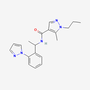 molecular formula C19H23N5O B5687323 5-methyl-1-propyl-N-{1-[2-(1H-pyrazol-1-yl)phenyl]ethyl}-1H-pyrazole-4-carboxamide 