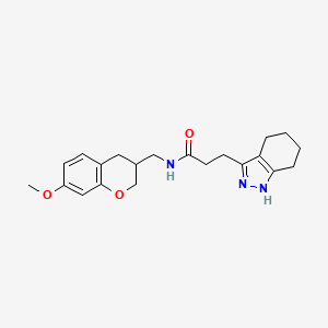 molecular formula C21H27N3O3 B5687326 N-[(7-methoxy-3,4-dihydro-2H-chromen-3-yl)methyl]-3-(4,5,6,7-tetrahydro-1H-indazol-3-yl)propanamide 
