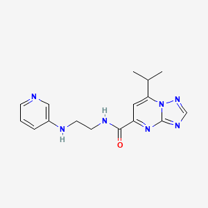 molecular formula C16H19N7O B5687337 7-isopropyl-N-[2-(3-pyridinylamino)ethyl][1,2,4]triazolo[1,5-a]pyrimidine-5-carboxamide 