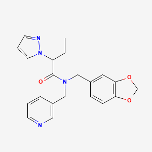 molecular formula C21H22N4O3 B5687355 N-(1,3-benzodioxol-5-ylmethyl)-2-(1H-pyrazol-1-yl)-N-(3-pyridinylmethyl)butanamide 