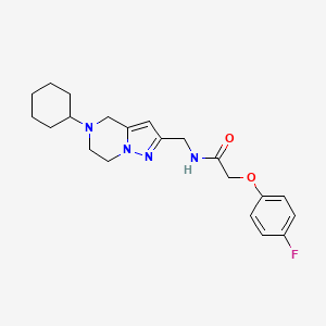 N-[(5-cyclohexyl-4,5,6,7-tetrahydropyrazolo[1,5-a]pyrazin-2-yl)methyl]-2-(4-fluorophenoxy)acetamide