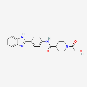 molecular formula C21H22N4O3 B5687394 N-[4-(1H-benzimidazol-2-yl)phenyl]-1-glycoloylpiperidine-4-carboxamide 