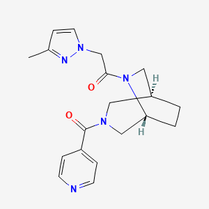 molecular formula C19H23N5O2 B5687429 (1S*,5R*)-3-isonicotinoyl-6-[(3-methyl-1H-pyrazol-1-yl)acetyl]-3,6-diazabicyclo[3.2.2]nonane 