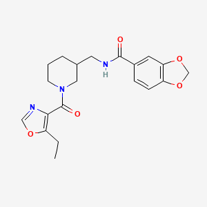 molecular formula C20H23N3O5 B5687441 N-({1-[(5-ethyl-1,3-oxazol-4-yl)carbonyl]piperidin-3-yl}methyl)-1,3-benzodioxole-5-carboxamide 