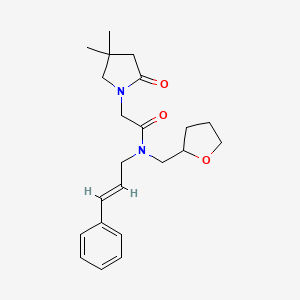 molecular formula C22H30N2O3 B5687536 2-(4,4-dimethyl-2-oxopyrrolidin-1-yl)-N-[(2E)-3-phenylprop-2-en-1-yl]-N-(tetrahydrofuran-2-ylmethyl)acetamide 