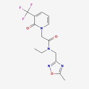 molecular formula C14H15F3N4O3 B5687549 N-ethyl-N-[(5-methyl-1,2,4-oxadiazol-3-yl)methyl]-2-[2-oxo-3-(trifluoromethyl)pyridin-1(2H)-yl]acetamide 