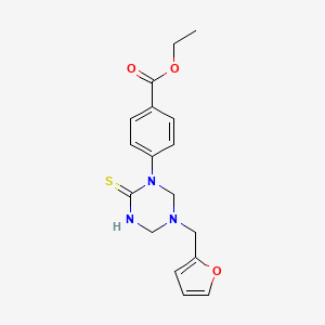 molecular formula C17H19N3O3S B5687576 ethyl 4-[5-(2-furylmethyl)-2-thioxo-1,3,5-triazinan-1-yl]benzoate 