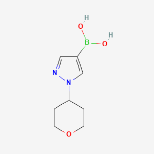 molecular formula C8H13BN2O3 B568760 (1-(四氢-2H-吡喃-4-基)-1H-吡唑-4-基)硼酸 CAS No. 1263196-50-4