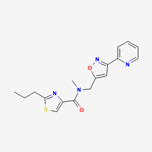 molecular formula C17H18N4O2S B5687606 N-methyl-2-propyl-N-{[3-(2-pyridinyl)-5-isoxazolyl]methyl}-1,3-thiazole-4-carboxamide 