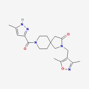 molecular formula C19H25N5O3 B5687632 2-[(3,5-dimethyl-4-isoxazolyl)methyl]-8-[(3-methyl-1H-pyrazol-5-yl)carbonyl]-2,8-diazaspiro[4.5]decan-3-one 