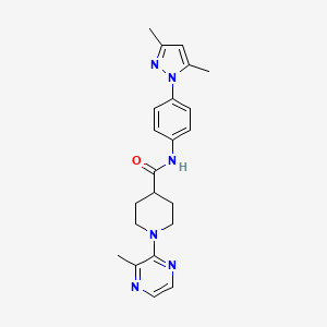 molecular formula C22H26N6O B5687684 N-[4-(3,5-dimethyl-1H-pyrazol-1-yl)phenyl]-1-(3-methylpyrazin-2-yl)piperidine-4-carboxamide 