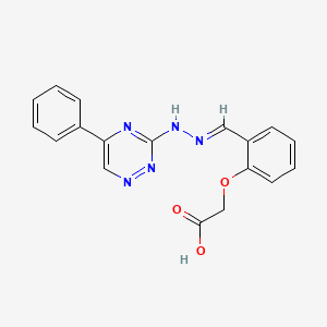 molecular formula C18H15N5O3 B5687714 {2-[2-(5-phenyl-1,2,4-triazin-3-yl)carbonohydrazonoyl]phenoxy}acetic acid 