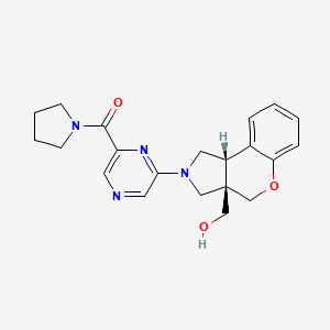 molecular formula C21H24N4O3 B5687736 [(3aS*,9bS*)-2-[6-(pyrrolidin-1-ylcarbonyl)pyrazin-2-yl]-1,2,3,9b-tetrahydrochromeno[3,4-c]pyrrol-3a(4H)-yl]methanol 