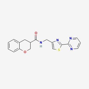 molecular formula C18H16N4O2S B5687745 N-[(2-pyrimidin-2-yl-1,3-thiazol-4-yl)methyl]chromane-3-carboxamide 