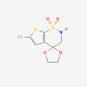 molecular formula C8H8ClNO4S2 B568776 6'-Chloro-2',3'-dihydro-spiro[1,3-dioxolane-2,4'-[4H]thieno[3,2-e][1,2]thiazine] 1',1'-Dioxide CAS No. 1206597-10-5