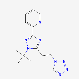 molecular formula C14H18N8 B5687813 2-{1-tert-butyl-5-[2-(1H-tetrazol-1-yl)ethyl]-1H-1,2,4-triazol-3-yl}pyridine 