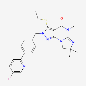 5-Ethylsulfanyl-4-[[4-(5-fluoropyridin-2-yl)phenyl]methyl]-8,11,11-trimethyl-1,3,4,8,10-pentazatricyclo[7.3.0.02,6]dodeca-2,5,9-trien-7-one