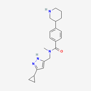 molecular formula C20H26N4O B5687844 N-[(5-cyclopropyl-1H-pyrazol-3-yl)methyl]-N-methyl-4-piperidin-3-ylbenzamide 