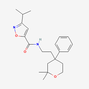 molecular formula C22H30N2O3 B5687904 N-[2-(2,2-dimethyl-4-phenyltetrahydro-2H-pyran-4-yl)ethyl]-3-isopropyl-5-isoxazolecarboxamide 