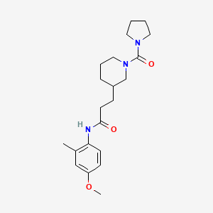 molecular formula C21H31N3O3 B5687915 N-(4-methoxy-2-methylphenyl)-3-[1-(pyrrolidin-1-ylcarbonyl)piperidin-3-yl]propanamide 