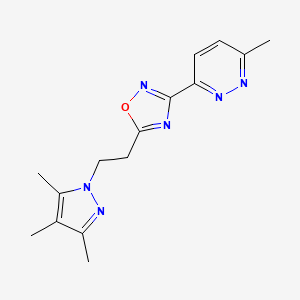 3-methyl-6-{5-[2-(3,4,5-trimethyl-1H-pyrazol-1-yl)ethyl]-1,2,4-oxadiazol-3-yl}pyridazine