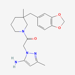 molecular formula C20H26N4O3 B5688039 1-{2-[3-(1,3-benzodioxol-5-ylmethyl)-3-methylpiperidin-1-yl]-2-oxoethyl}-3-methyl-1H-pyrazol-5-amine 