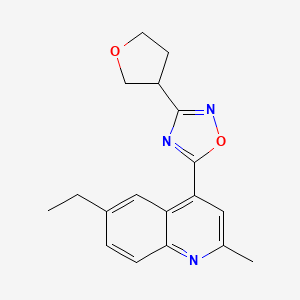 molecular formula C18H19N3O2 B5688077 6-ethyl-2-methyl-4-[3-(tetrahydrofuran-3-yl)-1,2,4-oxadiazol-5-yl]quinoline 