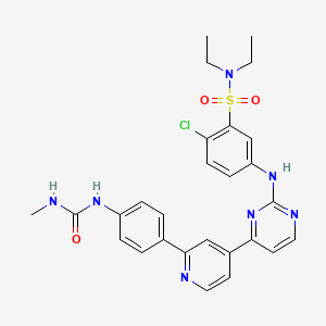 molecular formula C27H28ClN7O3S B568811 1-[4-[4-[2-[4-氯-3-(二乙基氨磺酰)苯胺]嘧啶-4-基]吡啶-2-基]苯基]-3-甲基脲 CAS No. 1402452-15-6