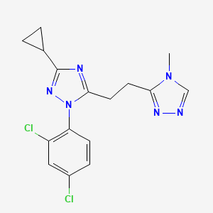 molecular formula C16H16Cl2N6 B5688160 3-cyclopropyl-1-(2,4-dichlorophenyl)-5-[2-(4-methyl-4H-1,2,4-triazol-3-yl)ethyl]-1H-1,2,4-triazole 