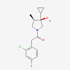 molecular formula C16H19ClFNO2 B5688165 (3R*,4R*)-1-[(2-chloro-4-fluorophenyl)acetyl]-3-cyclopropyl-4-methyl-3-pyrrolidinol 