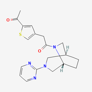 molecular formula C19H22N4O2S B5688171 1-(4-{2-oxo-2-[(1S*,5R*)-3-(2-pyrimidinyl)-3,6-diazabicyclo[3.2.2]non-6-yl]ethyl}-2-thienyl)ethanone 