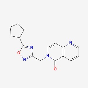 molecular formula C16H16N4O2 B5688206 6-[(5-cyclopentyl-1,2,4-oxadiazol-3-yl)methyl]-1,6-naphthyridin-5(6H)-one 