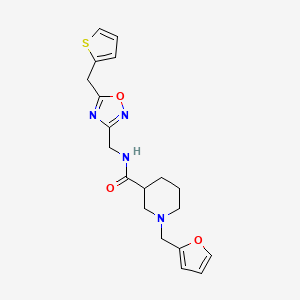 molecular formula C19H22N4O3S B5688238 1-(2-furylmethyl)-N-{[5-(2-thienylmethyl)-1,2,4-oxadiazol-3-yl]methyl}-3-piperidinecarboxamide 