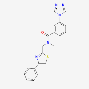 molecular formula C20H17N5OS B5688254 N-methyl-N-[(4-phenyl-1,3-thiazol-2-yl)methyl]-3-(4H-1,2,4-triazol-4-yl)benzamide 