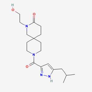 molecular formula C19H30N4O3 B5688267 2-(2-hydroxyethyl)-9-[(3-isobutyl-1H-pyrazol-5-yl)carbonyl]-2,9-diazaspiro[5.5]undecan-3-one 
